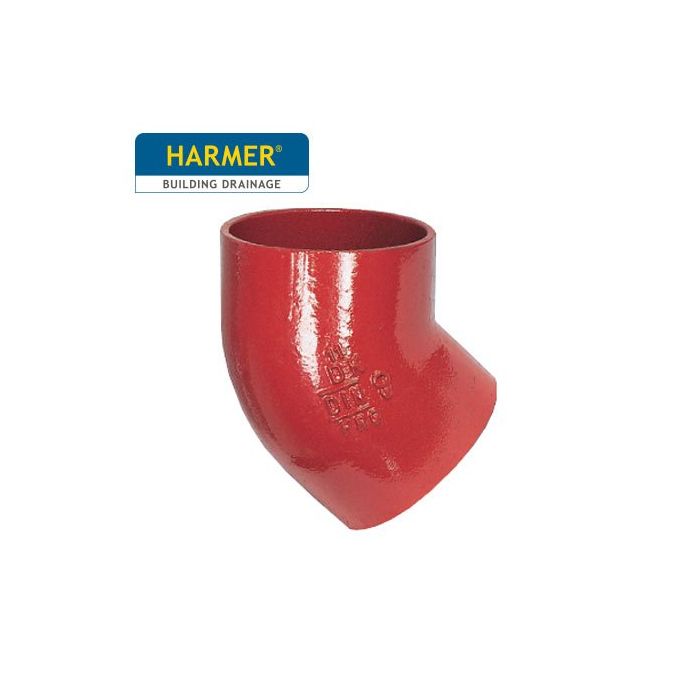 150mm Harmer SML Cast Iron Soil & Waste Above Ground Pipe - Single Bend - 45 Degree