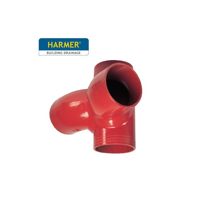 100 x 100 x 100mm Harmer SML Cast Iron Soil & Waste Above Ground Pipe - Combination Branch - 90 Degree 