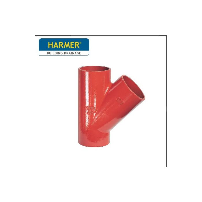 100 x 100mm Harmer SML Cast Iron Soil & Waste Above Ground Pipe - Single Branch - 45 Degree
