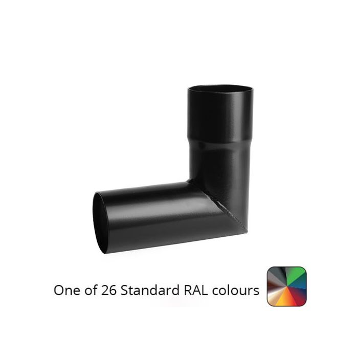 76mm (3") Round Swaged and Mitred Aluminium Downpipe 90 Degree Bend without Ears - One of 26 Standard Matt RAL colours TBC- Manufactured by Alumasc - buy online from Rainclear Systems