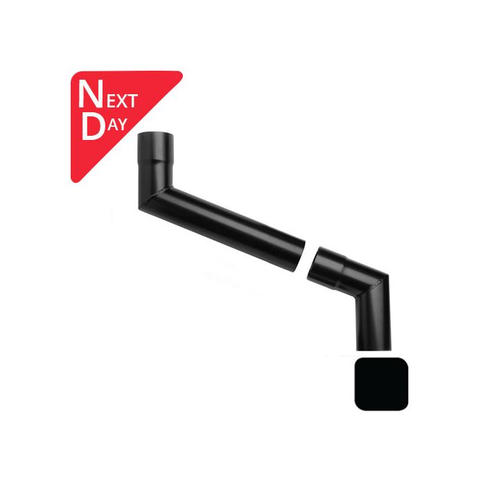 63mm (2.5") Round Swaged and Mitred Aluminium Downpipe 750mm (max) Adjustable Offset - RAL 9005M Matt Black- Manufactured by Alumasc - buy online from Rainclear Systems