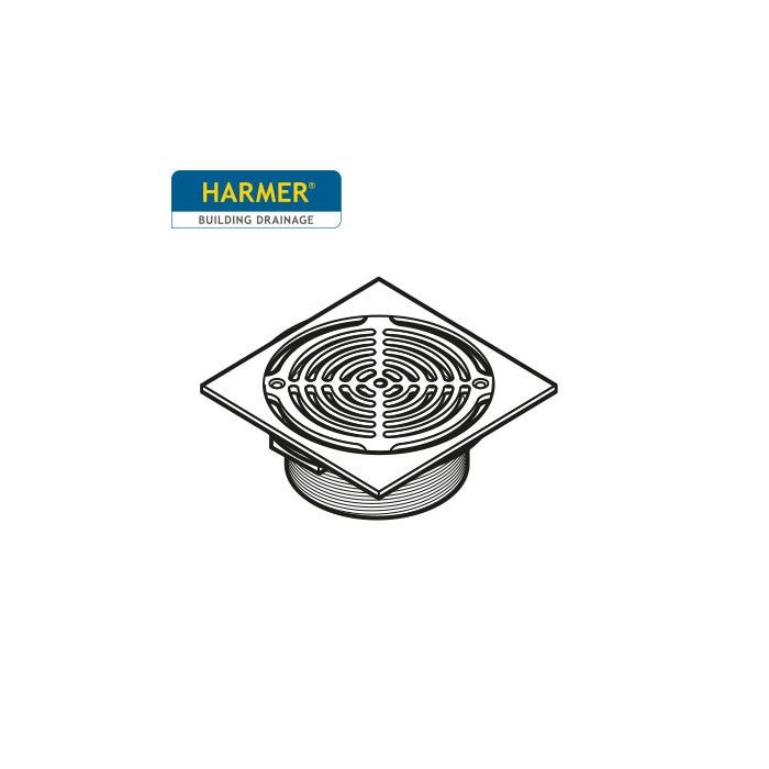 150mm x 150mm Tile Compact Ring Grate Stainless Steel with Trap - Threaded 