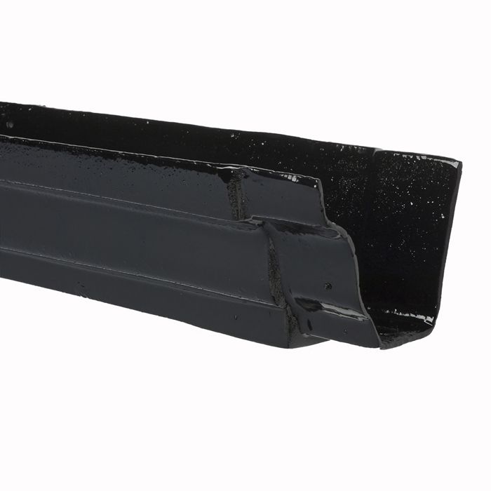 100 x 75mm (4"x3") Hargreaves Foundry Cast Iron G46 Moulded Gutter - 1.83m (6ft) - Pre-Painted Black