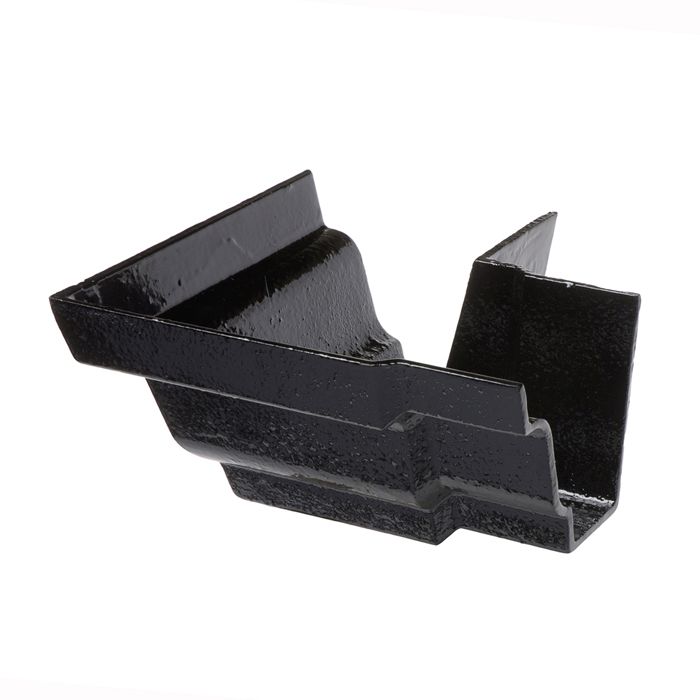 100 x 75mm (4"x3") Hargreaves Foundry Cast Iron G46 Moulded Gutter External 90 degree angle - Pre-Painted Black