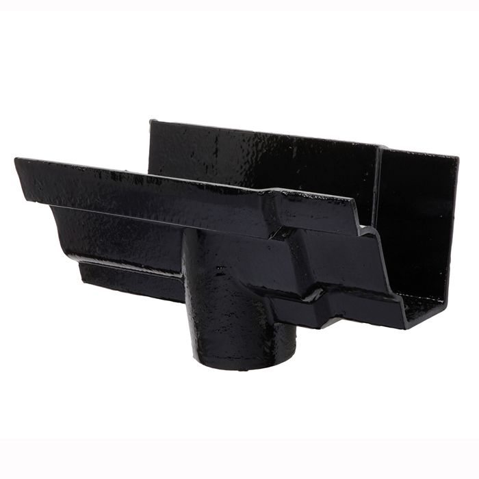 100 x 75mm (4"x3") Hargreaves Foundry Cast Iron G46 Moulded Gutter 75mm Running Outlet - Pre-Painted Black