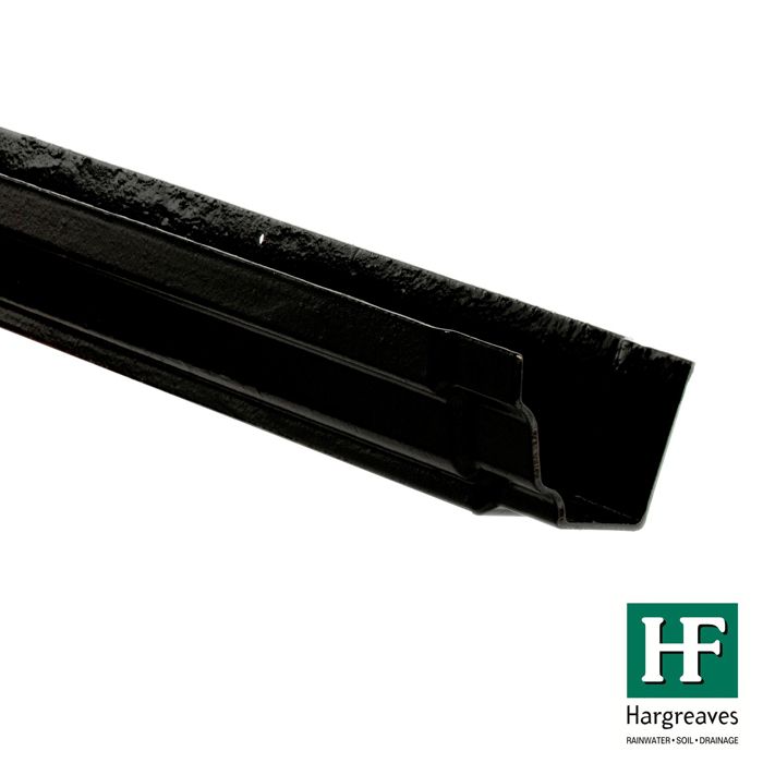 125 x 100mm (5"x4") Hargreaves Foundry Cast Iron H16 Moulded Gutter - 1.83m (6ft) - Pre-Painted Black