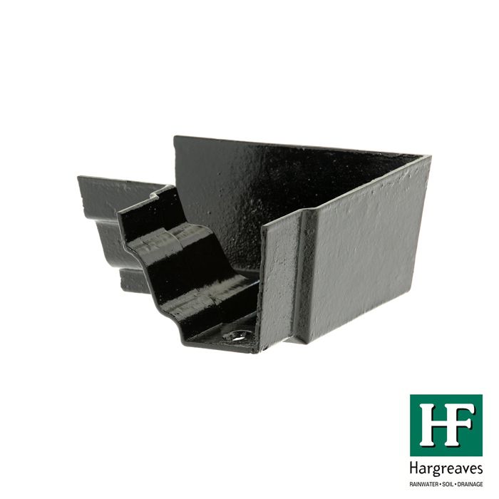 150x 100mm (6"x4") Hargreaves Foundry Cast Iron H16 Moulded Gutter - Internal 90 degree angle  - Pre-Painted Black