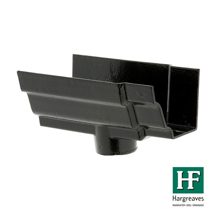 125 x 100mm (5"x4") Hargreaves Foundry Cast Iron H16 Moulded Gutter - 75mm Running Outlet - Pre-Painted Black