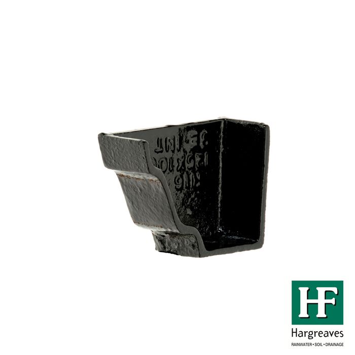 125 x 100mm (5"x4") Hargreaves Foundry Cast Iron H16 Moulded Gutter - Internal Stopend - Pre-Painted Black