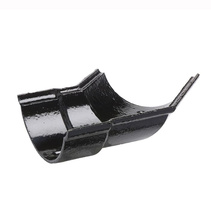 115mm (4 1/2") Hargreaves Foundry Beaded Half Round Cast Iron Obtuse Left-Hand Gutter Angle - Pre-Painted Black