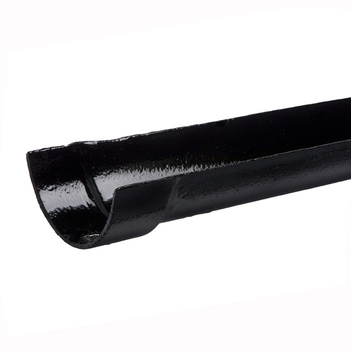 115mm (4 1/2") Hargreaves Foundry Plain Half Round Cast Iron Gutter length - 1.83m (6ft) - Pre-Painted Black
