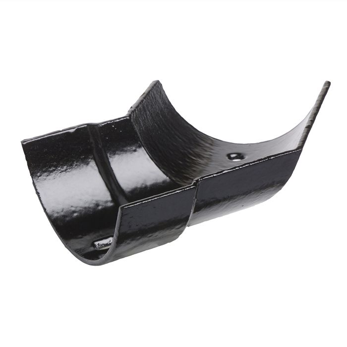 150mm (6") Hargreaves Foundry Plain Half Round Cast Iron Obtuse Left-Hand Gutter Angle - Pre-Painted Black