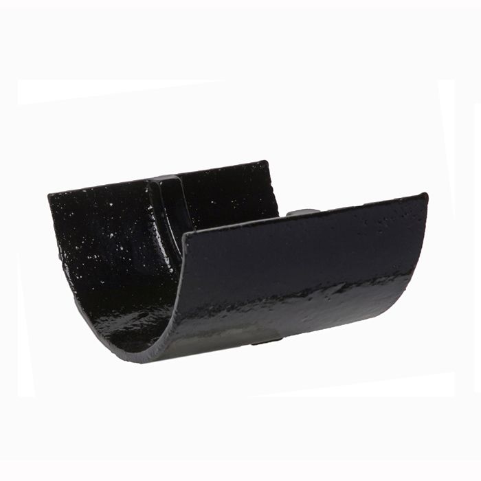 100mm (4") Hargreaves Foundry Plain Half Round Cast Iron Gutter Union - Pre-Painted Black