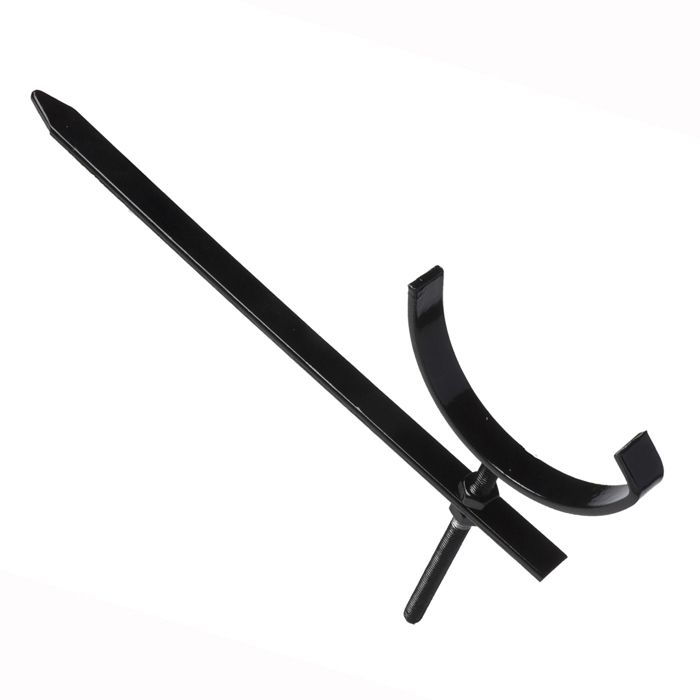 125mm (5") Hargreaves Foundry Plain Half Round Gutter Galv Rise & Fall Bracket - Pre-Painted Black