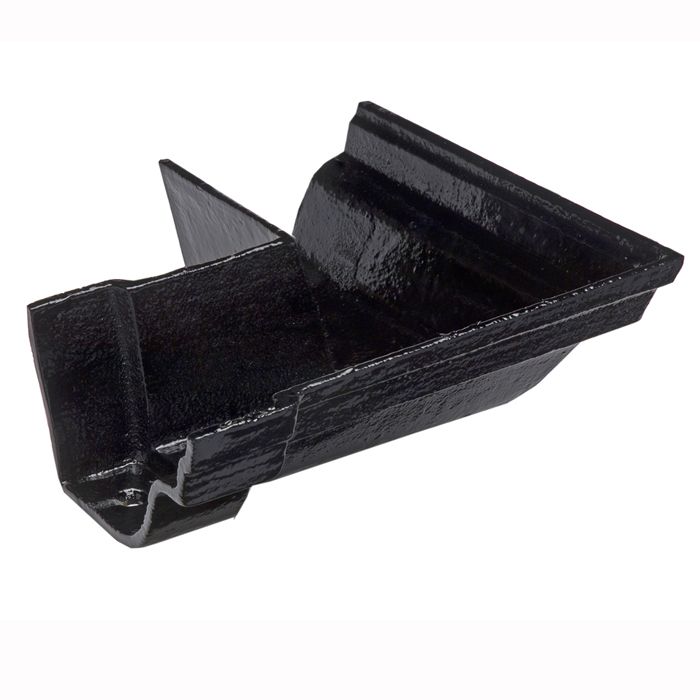 115mm (4 1/2") Hargreaves Foundry Notts Ogee Cast Iron Gutter - External 90 degree angle - Pre-Painted Black