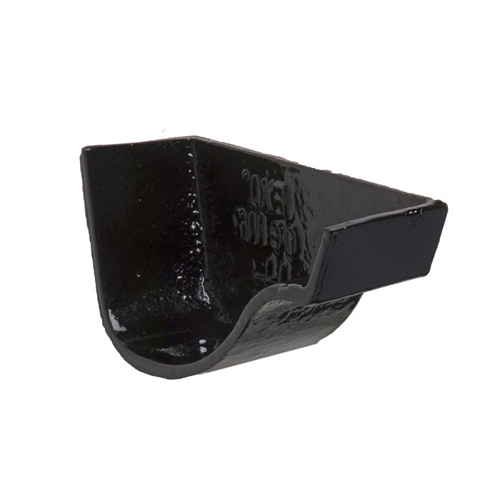 115mm (4 1/2") Hargreaves Foundry Ogee Cast Iron Gutter External Stopend - Pre-Painted Black