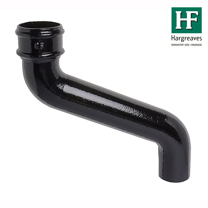 100mm (4") Hargreaves Foundry Cast Iron Round Downpipe Offset 305mm (12") Projection - Pre-Painted Black