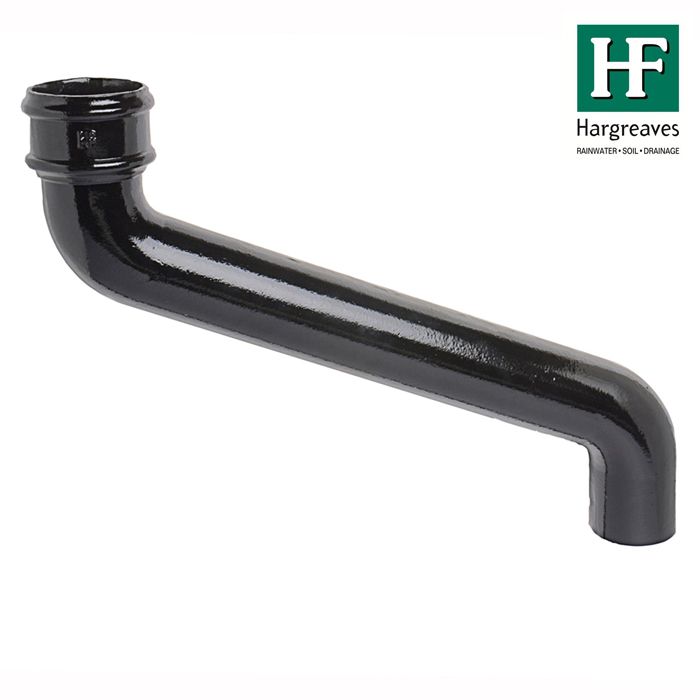 150mm (6") Hargreaves Foundry Cast Iron Round Downpipe Offset 457mm (18") Projection - Pre-Painted Black