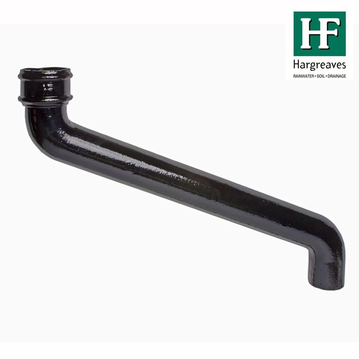 100mm (4") Hargreaves Foundry Cast Iron Round Downpipe Offset 610mm (24") Projection - Pre-Painted Black
