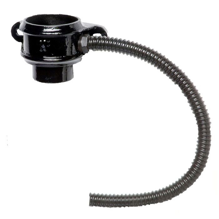 65mm (2.5") Hargreaves Foundry Cast Iron Round Downpipe Rainwater Divertor with Ears - Right-handed -Pre-Painted Black