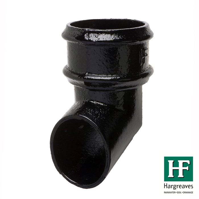 65mm (2.5") Hargreaves Foundry Cast Iron Round Downpipe Shoe without Ears - Pre-Painted Black