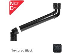 100mm (4") Cast Aluminium Downpipe 685mm (max) Adjustable Offset - Textured Black