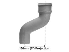 100mm (4") Cast Iron Downpipe Offset 150mm (6") Projection - Primed
