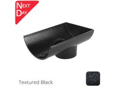 125mm (5") Half Round Cast Aluminium 76mm Stop End Spigot Outlet - Textured Black