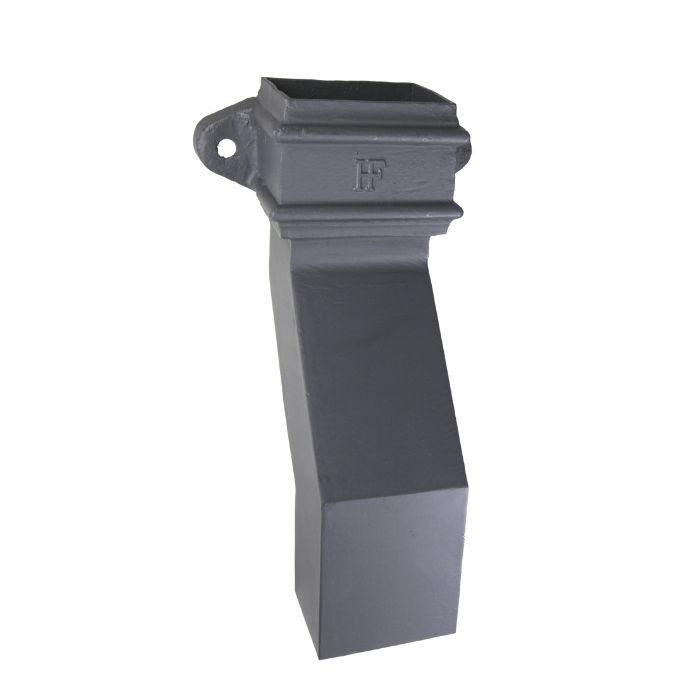 125 x 125mm (5"x5") Hargreaves Foundry Cast Iron Square Downpipe 112.5 Degree Offset - 150mm Projection - Primed
