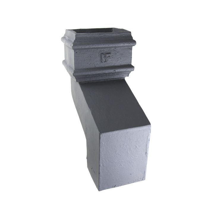 125 x 125mm (5"x5") Hargreaves Foundry Cast Iron Square Downpipe 135 Degree Plinth Offset - 75mm Projection - Primed