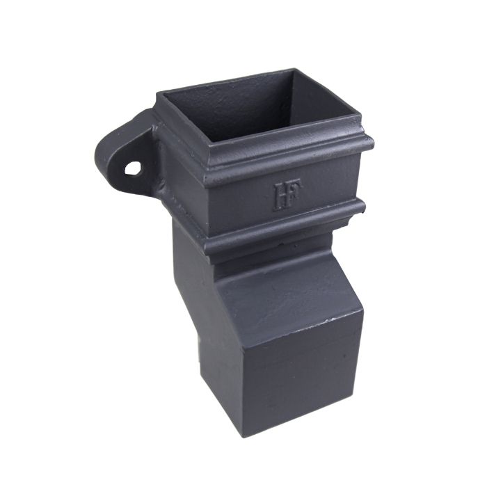 125 x 125mm (5"x5") Hargreaves Foundry Cast Iron Square Downpipe Anti-Splash Shoe - with Ears - Primed
