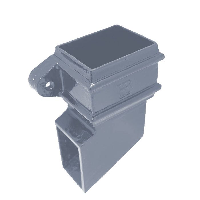 125 x 125mm (5"x5") Hargreaves Foundry Cast Iron Square Downpipe Left-hand Side Shoe - with Ears - Primed