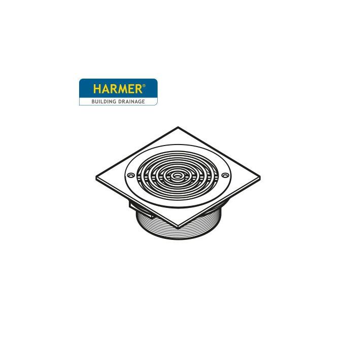 150mm x 150mm Tile Concentric Ring Grate Stainless Steel with Trap - Direct Fix