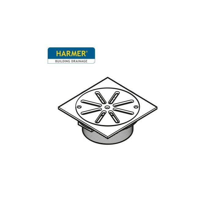 150mm x 150mm Tile Star Cap Grate Stainless Steel with Trap - Threaded 
