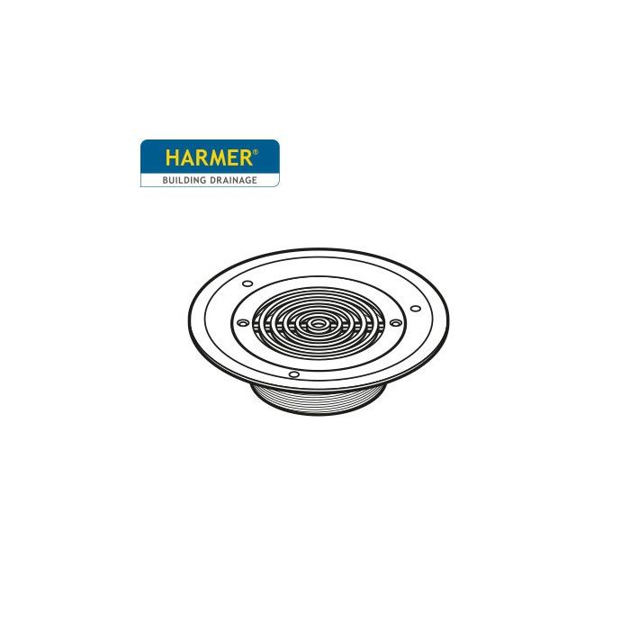 200mm Circular Vinyl Concentric Ring Grate Stainless Steel with Trap - Threaded
