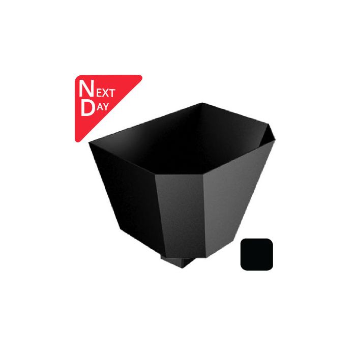 280mm Saturn Hopper Aluminium with Square 76mm outlet PPC -  Matt Black