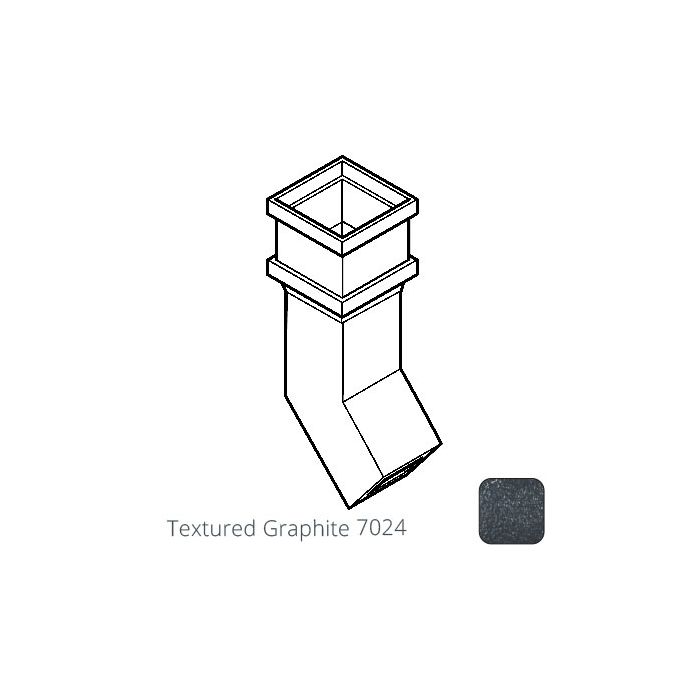 75 x 75mm (3"x3") Cast Aluminium Downpipe 135 Degree Bend without Ears - Textured 7024 Graphite