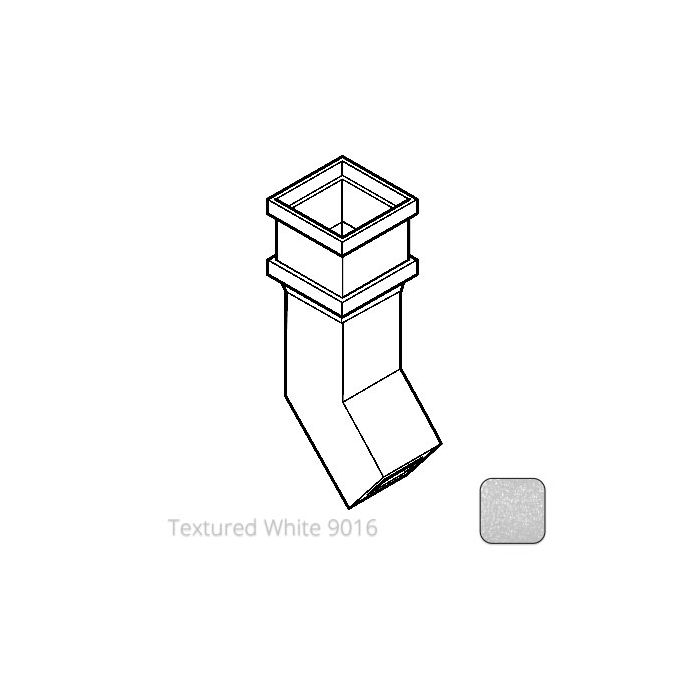 75 x 75mm (3"x3") Cast Aluminium Downpipe 135 Degree Bend without Ears - Textured 9016 White
