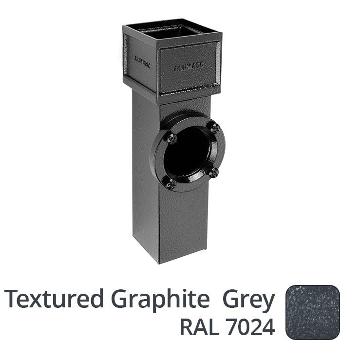 75 x 75mm (3"x3") Cast Aluminium Downpipe Access Pipe with Cast Ears - Textured 7024 Graphite Grey