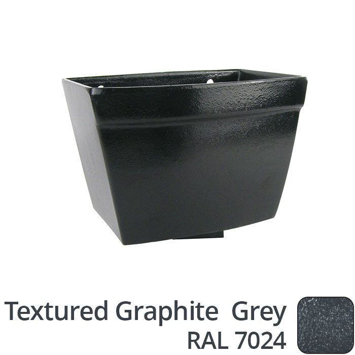 75 x 75mm (3"x3") Cast Aluminium Rectangular Hopper - 250 x 180 x 180mm - Textured 7024 Graphite Grey