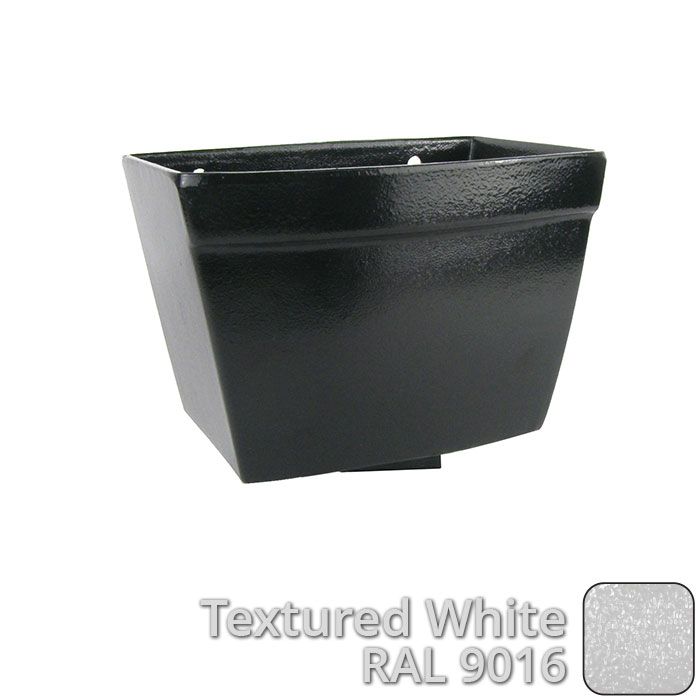 75 x 75mm (3"x3") Cast Aluminium Rectangular Hopper - 250 x 180 x 180mm - Textured 9016 White