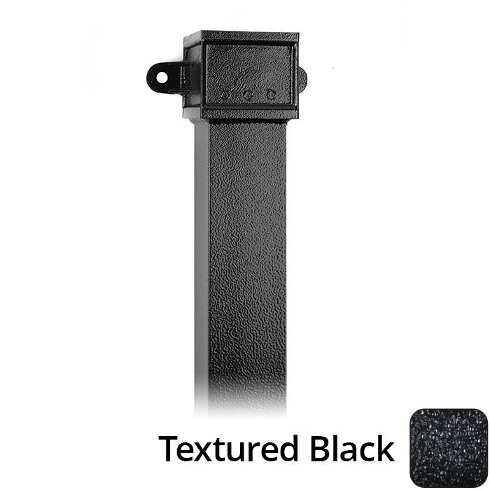 75 x 75mm (3"x3") x 2m Cast Aluminium Downpipe with Eared Socket - Textured Black