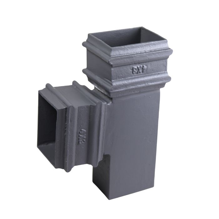 75x75mm (3"x3") Hargreaves Foundry Cast Iron Square Downpipe Single 92.5 Degree Branch - Primed