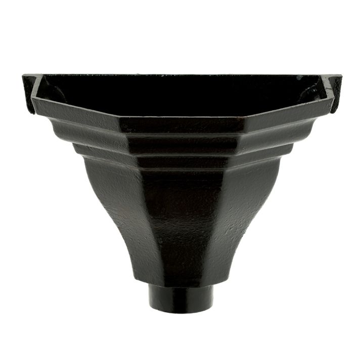 H1 Hargreaves Foundry Cast Iron Flat Back Hopper - 65mm outlet - 305x197x210mm - Pre-painted Black