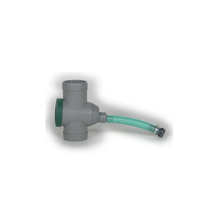 Universal Rainwater Diverter Kit with integral filter in Grey Plasic to fit 80 and 100mm Galvanised Steel Downpipe