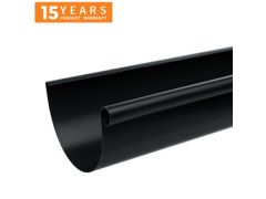 150mm Half Round Black Coated Galvanised Steel Gutter 3m Length - 15 years Product Warranty