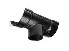 115mm (4.5") Beaded Half Round Cast Iron 65mm (2.5") Gutter Outlet - Black