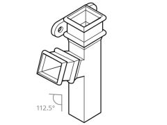 Cast Iron 100 x 75mm (4"x3") Square Downpipe Branch - Left Hand with Ears 112.5 Degree - Primed
