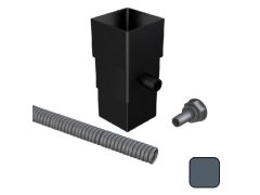 76mm Swaged Aluminium Square Downpipe WATER BUTT Diverter PPC  - 7016M Anthracite Grey