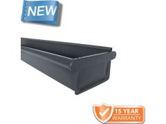 120x75mm Box Profile RAL 7016 Anthracite Grey Coated Galvanised Steel Gutter - Pre-Fab Right-hand Stopend including 1m Length